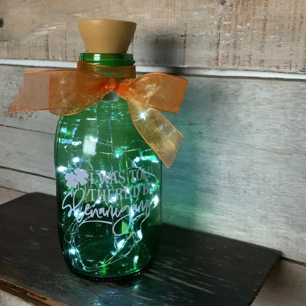 Hand Crafted-‘I Was Told …’ Green Barrel Solar Lantern